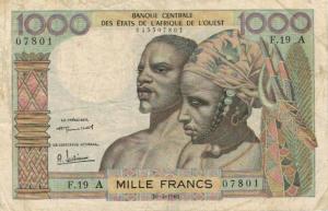 p103Aa from West African States: 1000 Francs from 1959