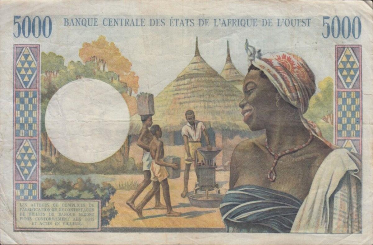 Back of West African States p104Af: 5000 Francs from 1961