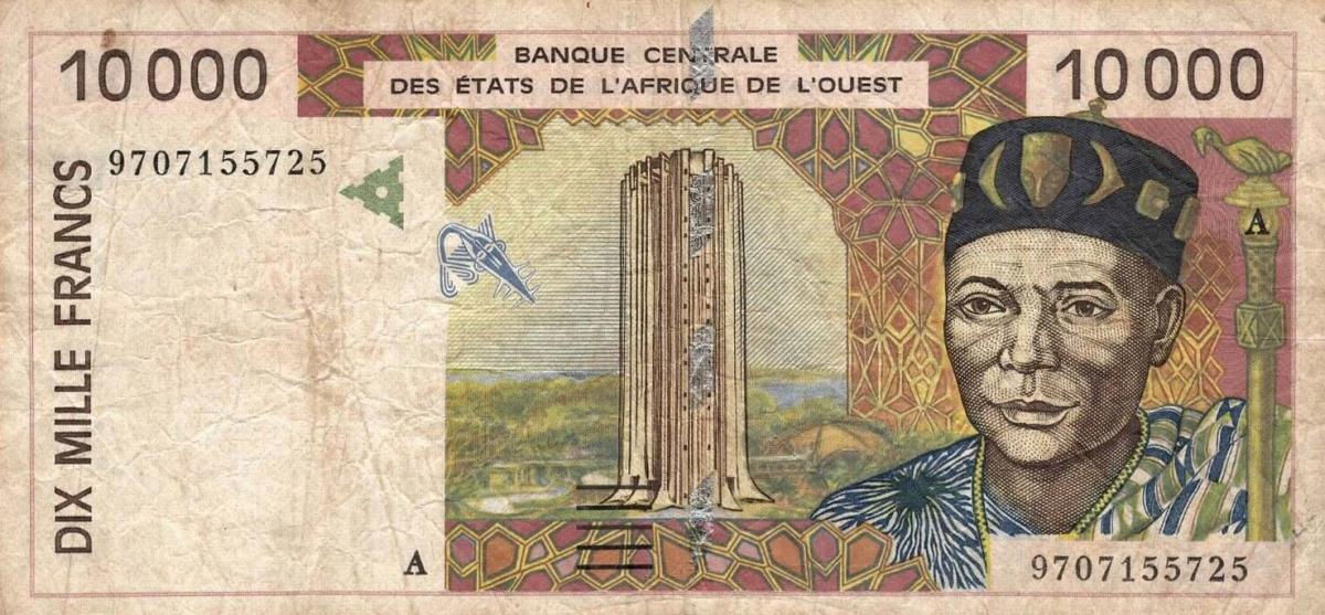 Front of West African States p114Af: 10000 Francs from 1998