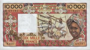 p209Bg from West African States: 10000 Francs from 1977