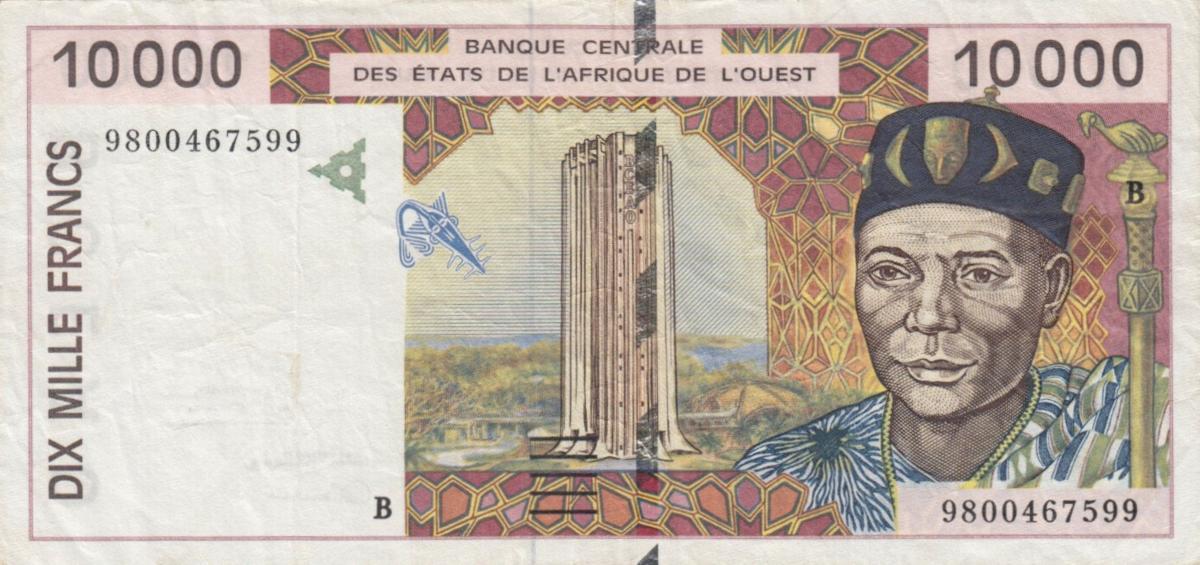 Front of West African States p214Bf: 10000 Francs from 1998