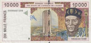 p214Bf from West African States: 10000 Francs from 1998