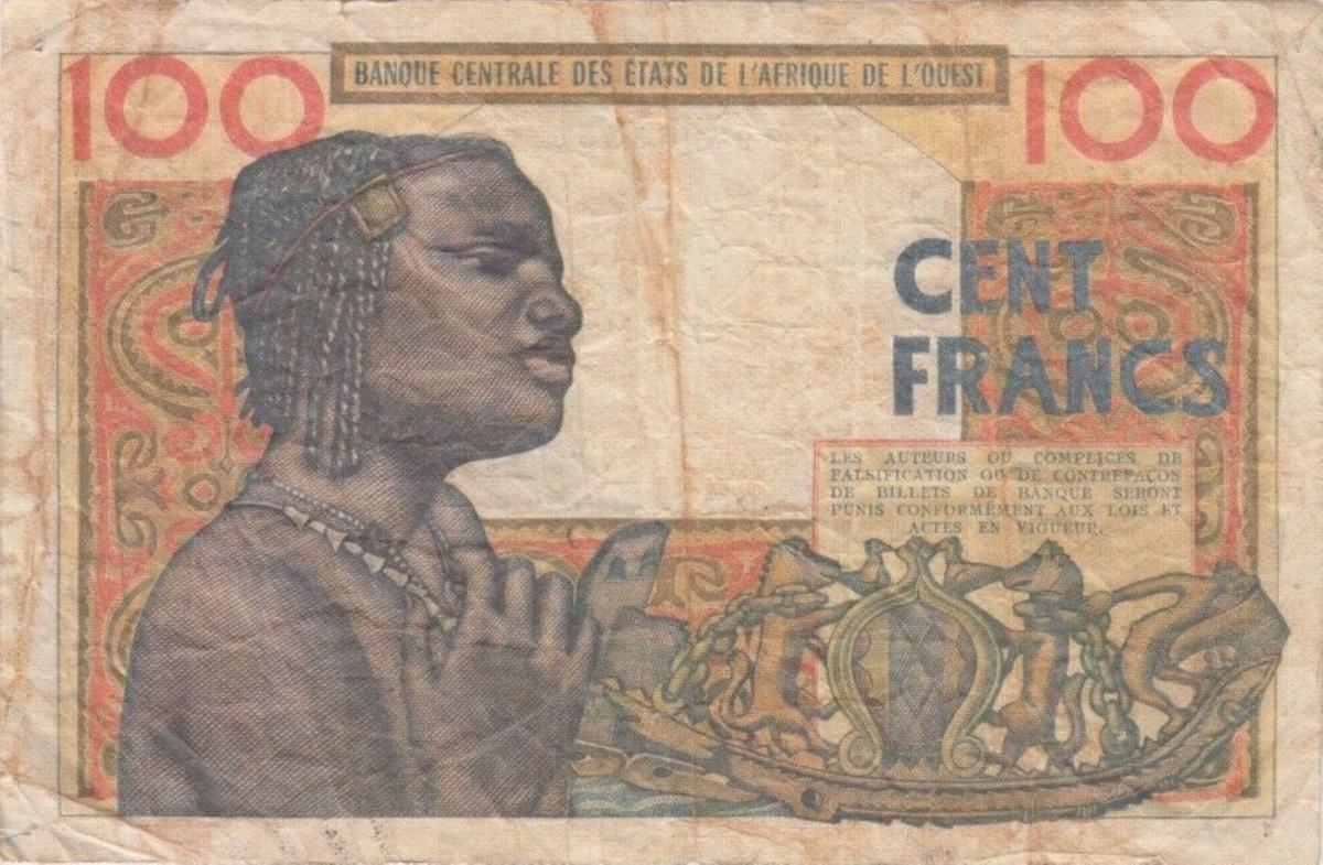 Back of West African States p301Cb: 100 Francs from 1961