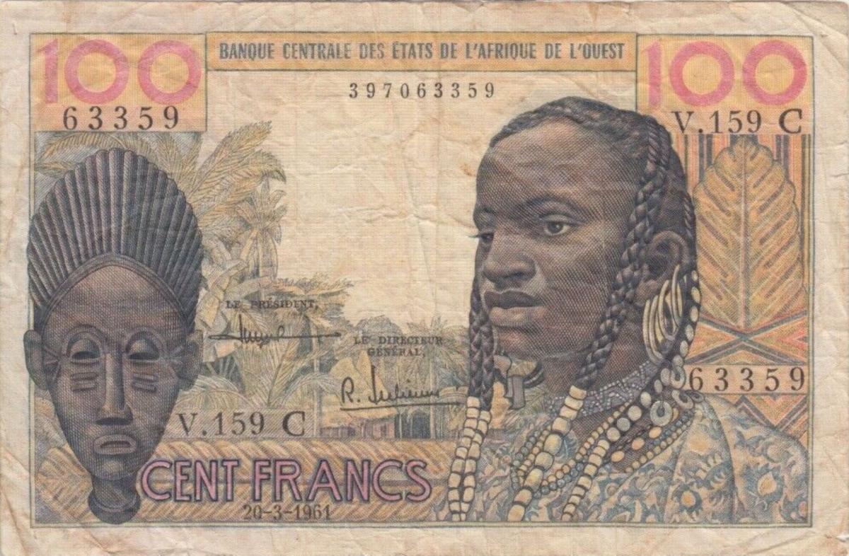 Front of West African States p301Cb: 100 Francs from 1961
