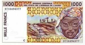 p311Ch from West African States: 1000 Francs from 1997