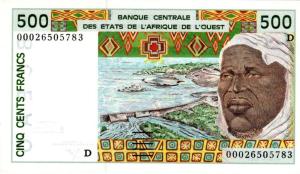 p410Dk from West African States: 500 Francs from 2000