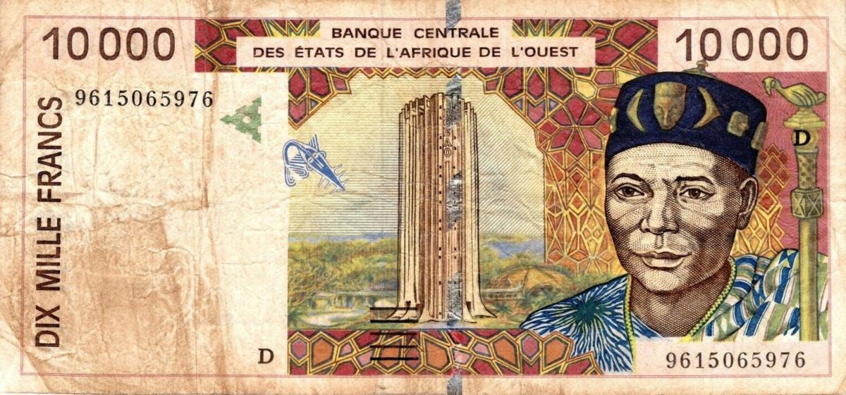 Front of West African States p414Dd: 10000 Francs from 1996