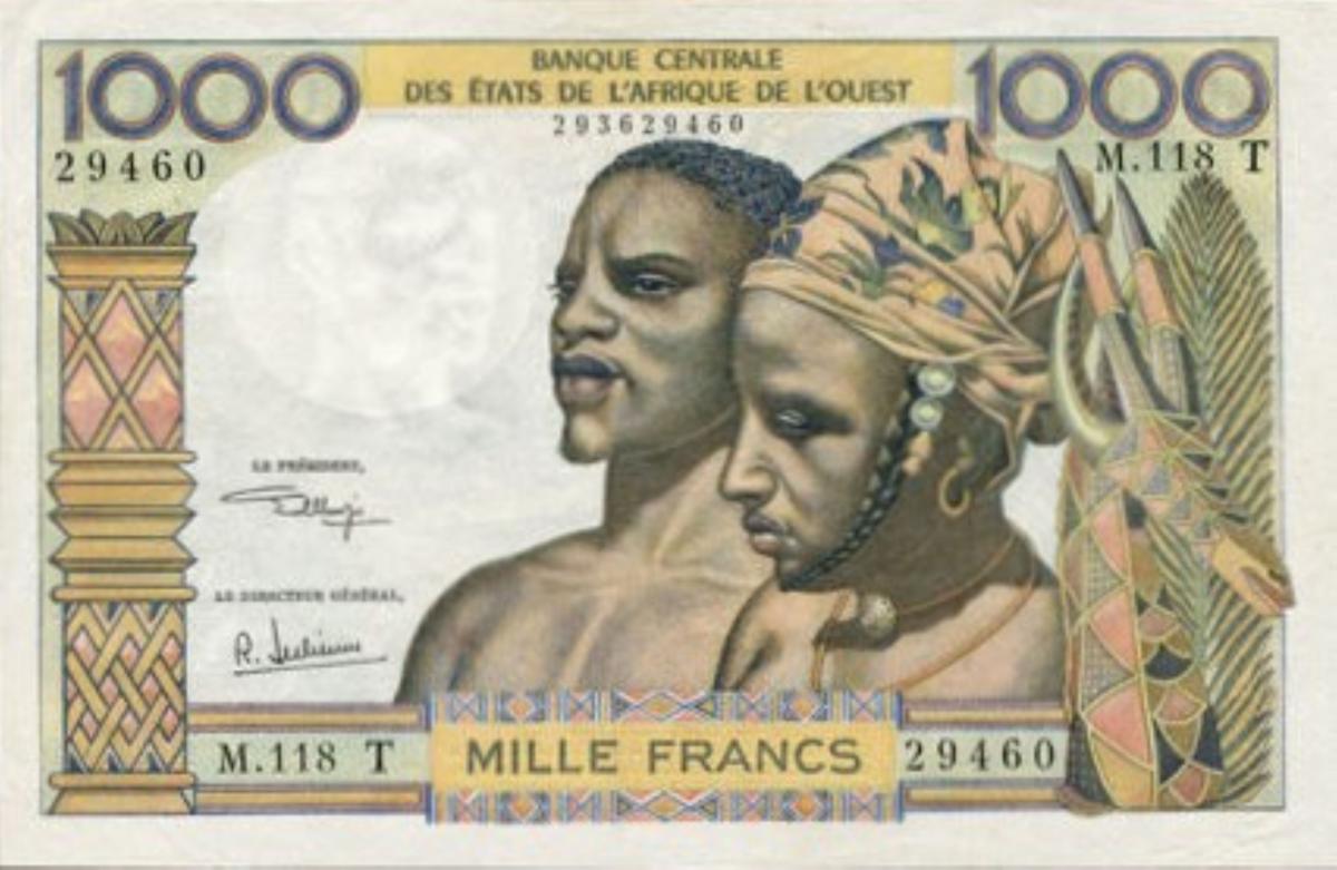 Front of West African States p803Tk: 1000 Francs from 1959