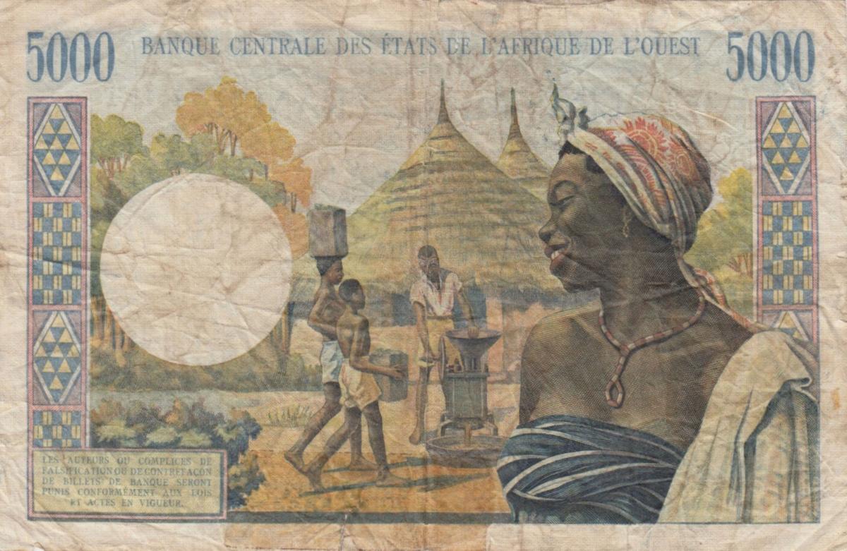 Back of West African States p804Tj: 5000 Francs from 1961
