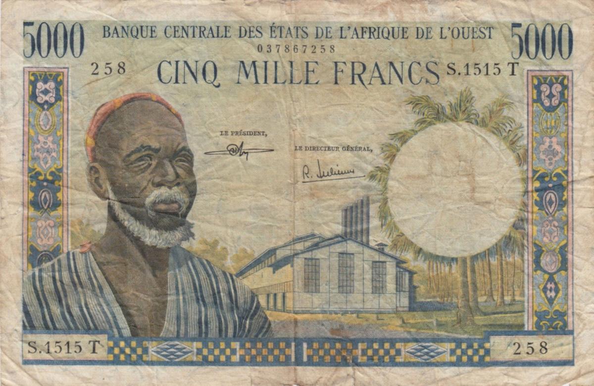 Front of West African States p804Tj: 5000 Francs from 1961
