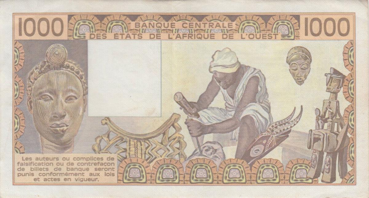 Back of West African States p807Th: 1000 Francs from 1987