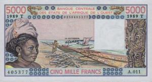 Gallery image for West African States p808Td: 5000 Francs
