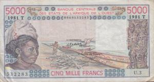 Gallery image for West African States p808Te: 5000 Francs