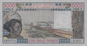 Gallery image for West African States p808Tj: 5000 Francs