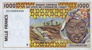 p811Te from West African States: 1000 Francs from 1995