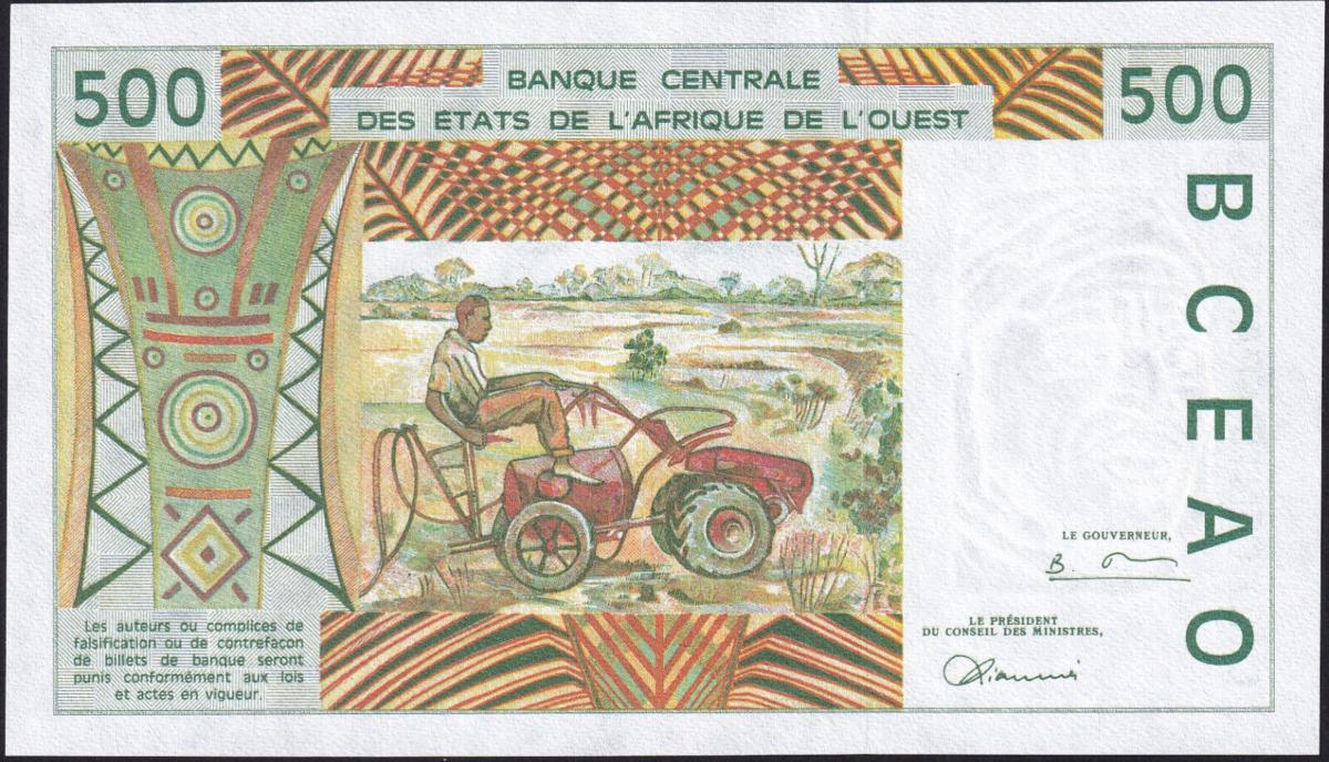 Back of West African States p910Sa: 500 Francs from 1997