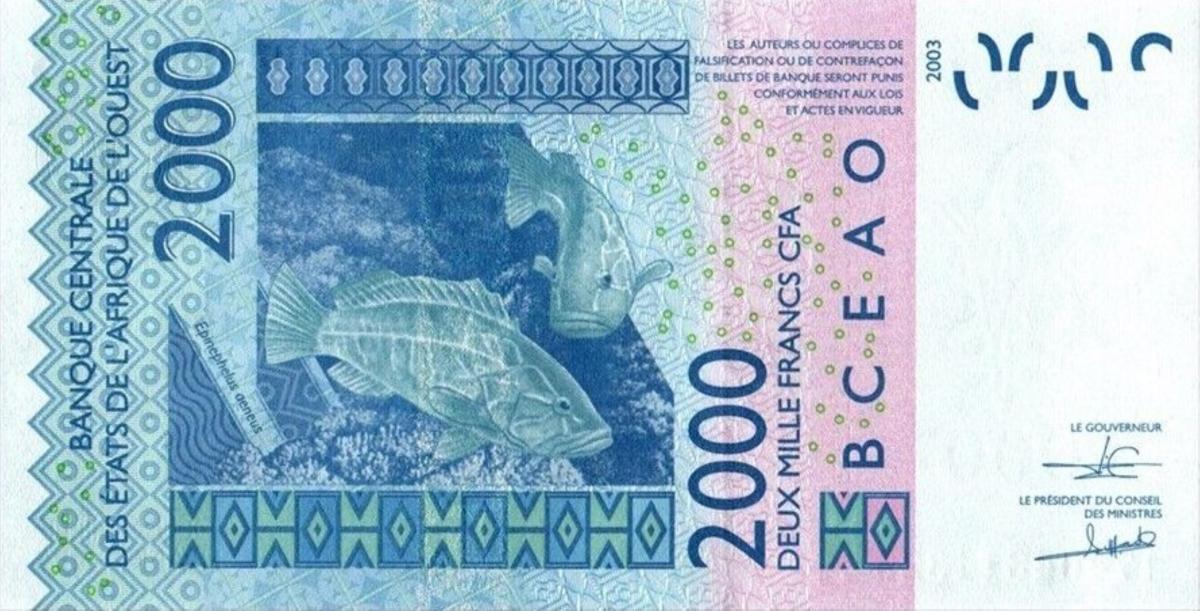 Back of West African States p916Sq: 2000 Francs from 2017