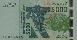p917Sp from West African States: 5000 Francs from 2016
