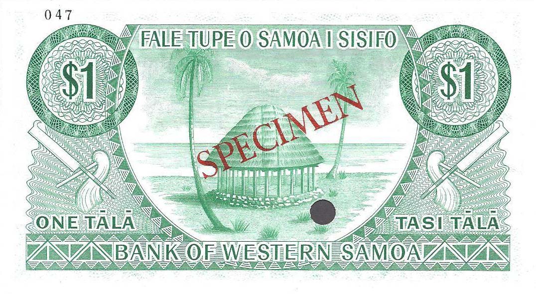 Back of Western Samoa p16s: 1 Tala from 1967