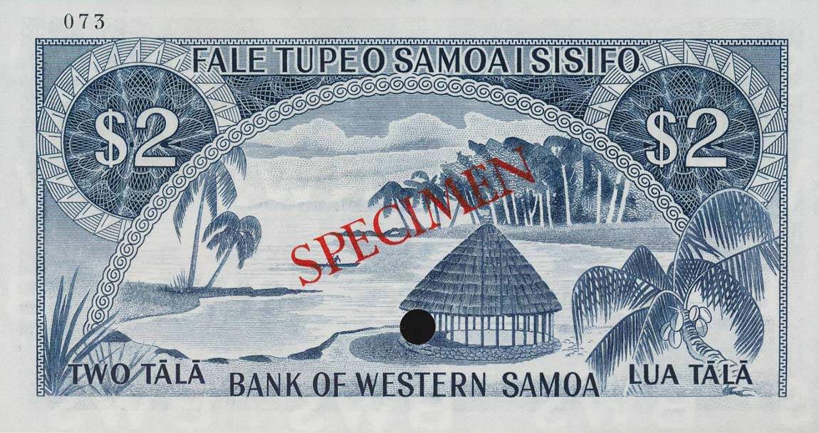 Back of Western Samoa p17s: 2 Tala from 1967