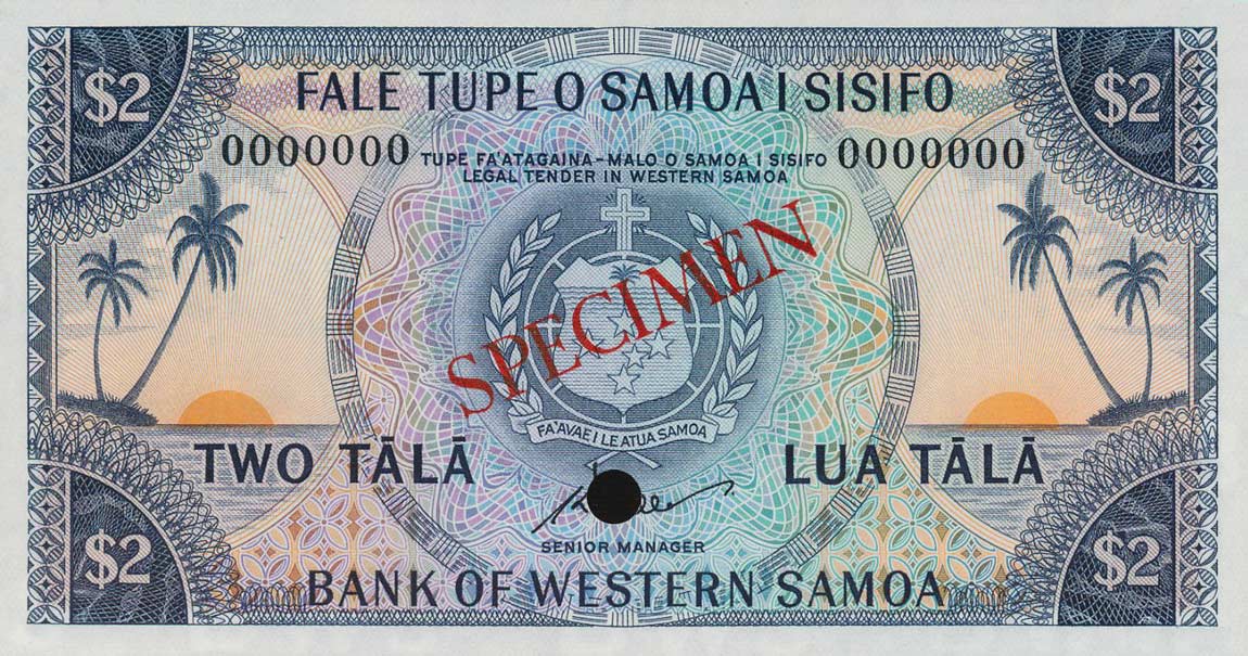 Front of Western Samoa p17s: 2 Tala from 1967