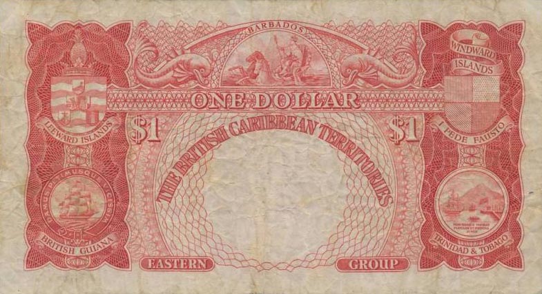 Back of British Caribbean Territories p1: 1 Dollar from 1950