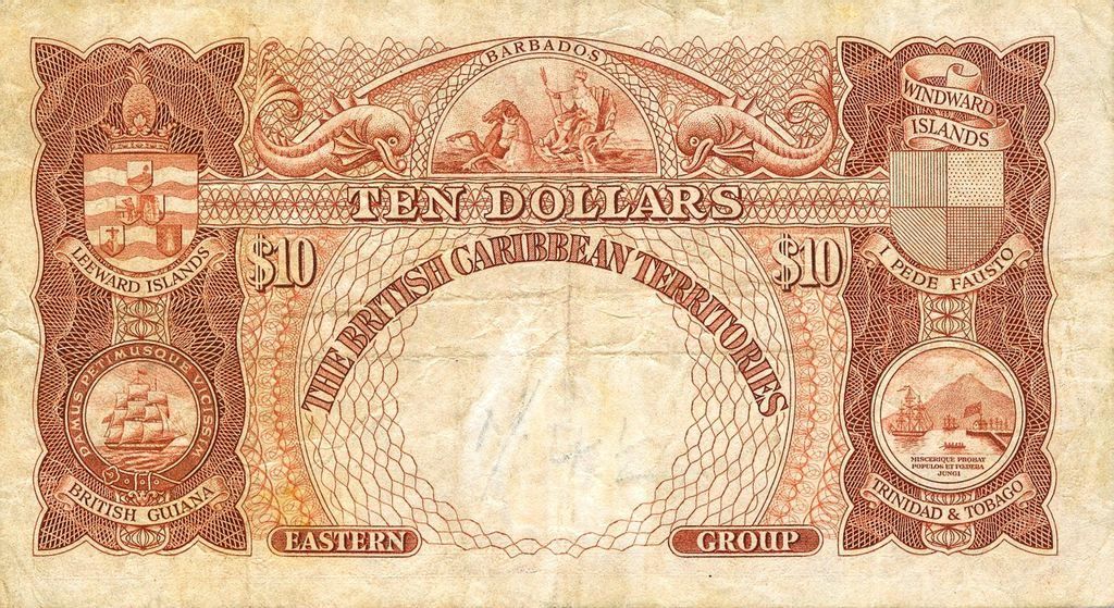 Back of British Caribbean Territories p4: 10 Dollars from 1950