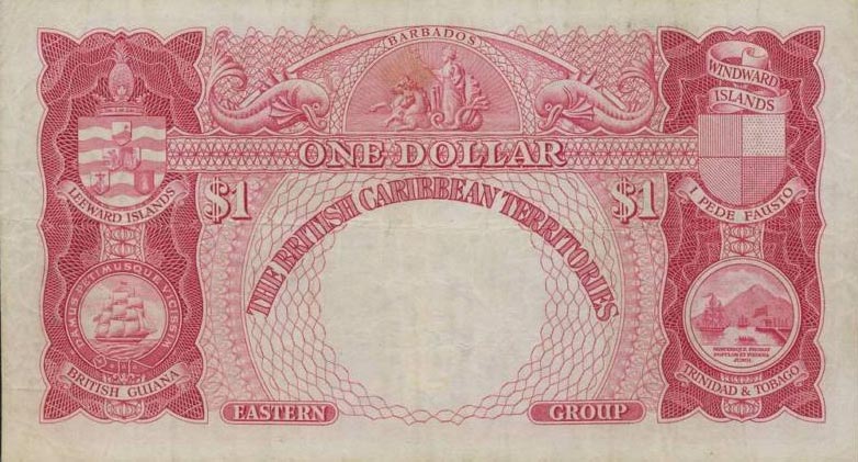Back of British Caribbean Territories p7a: 1 Dollar from 1953