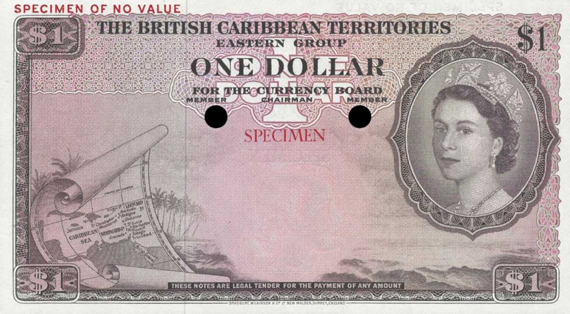 Front of British Caribbean Territories p7ct: 1 Dollar from 1953