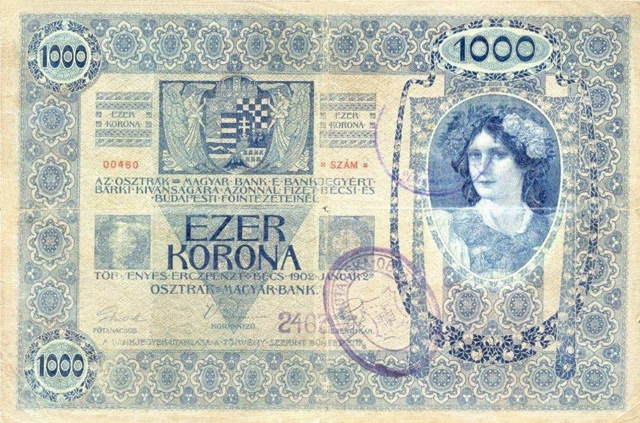 Back of Yugoslavia p10: 1000 Kroner from 1919