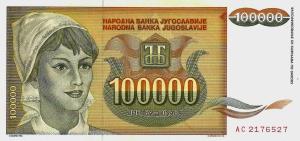 p118a from Yugoslavia: 100000 Dinara from 1993