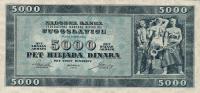p67Y from Yugoslavia: 5000 Dinara from 1950