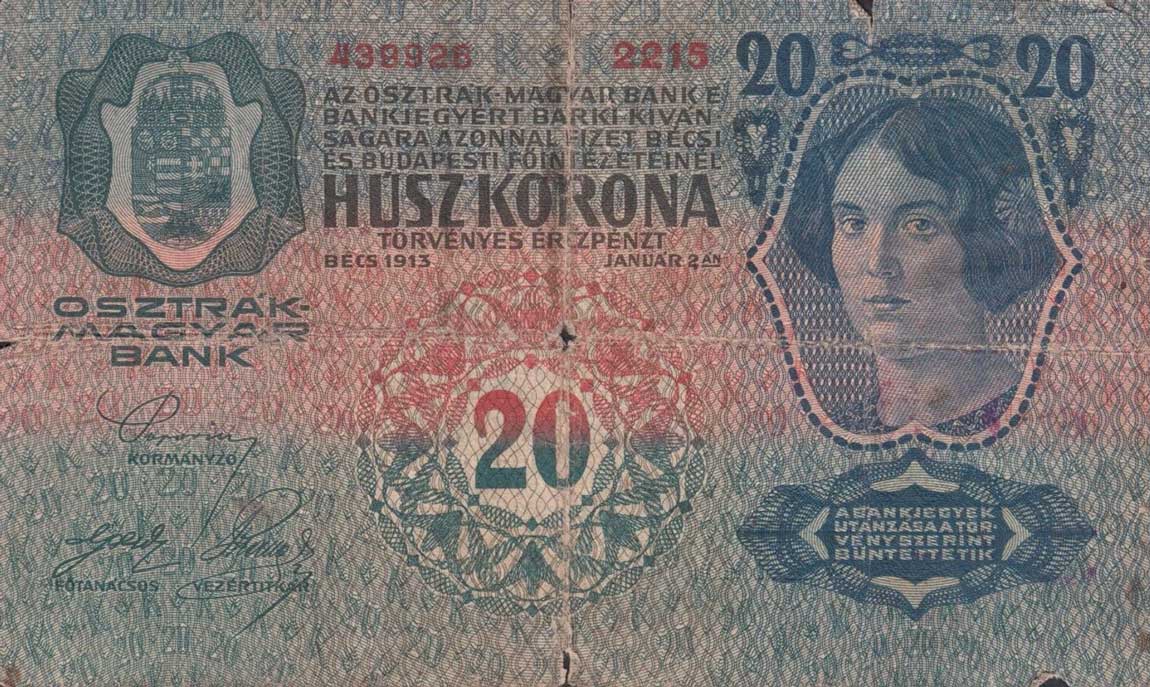 Back of Yugoslavia p7: 20 Kroner from 1919