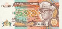 p34a from Zaire: 500 Zaires from 1989