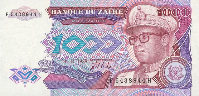 Front of Zaire p35a: 1000 Zaires from 1989