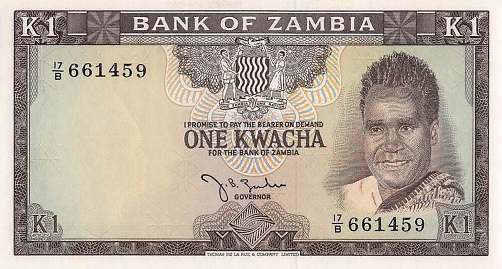 Front of Zambia p10a: 1 Kwacha from 1969