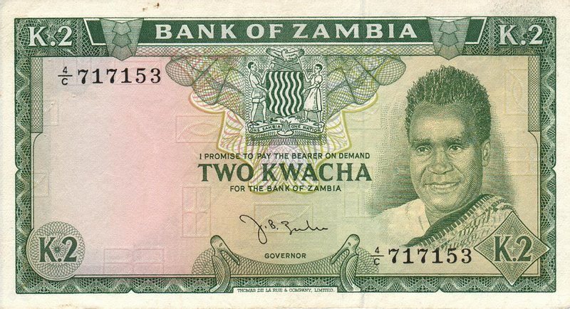 Front of Zambia p11a: 2 Kwacha from 1969