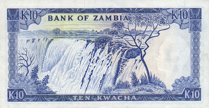 Back of Zambia p12a: 10 Kwacha from 1969