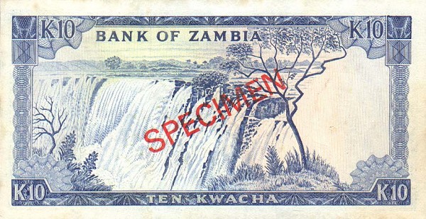 Back of Zambia p12s: 10 Kwacha from 1969
