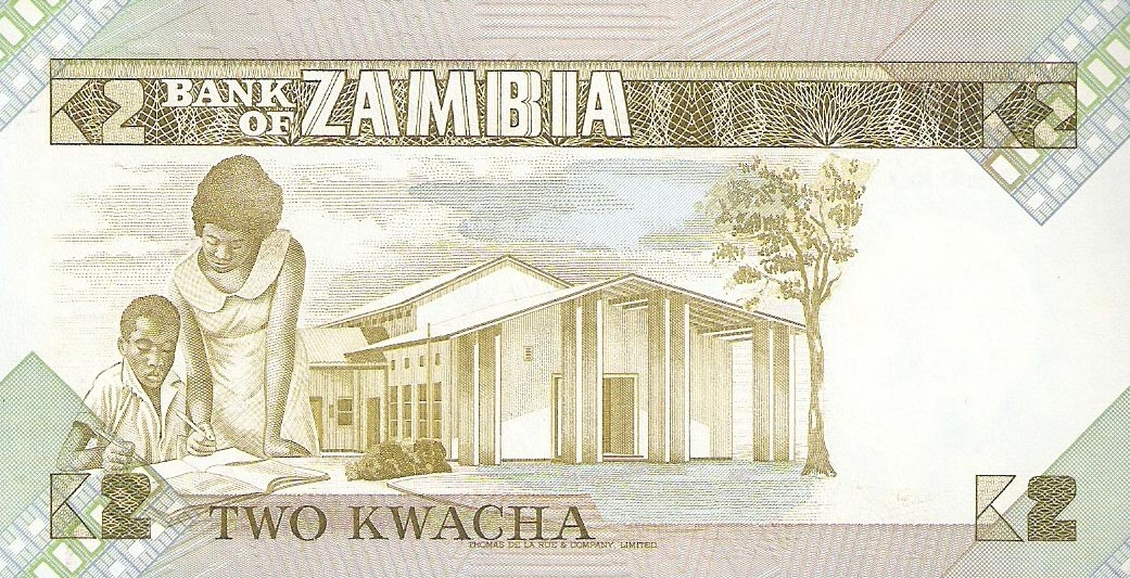 Back of Zambia p24a: 2 Kwacha from 1980