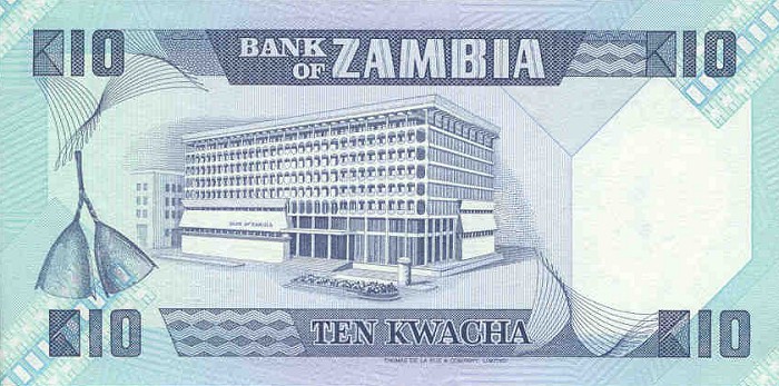 Back of Zambia p26d: 10 Kwacha from 1980