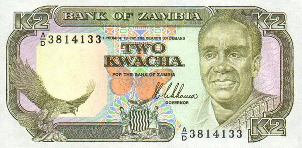 Front of Zambia p29a: 2 Kwacha from 1989