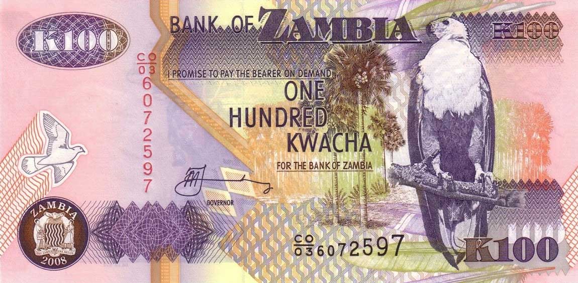 Front of Zambia p38g: 100 Kwacha from 2008