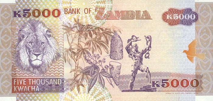 Back of Zambia p41a: 5000 Kwacha from 1992