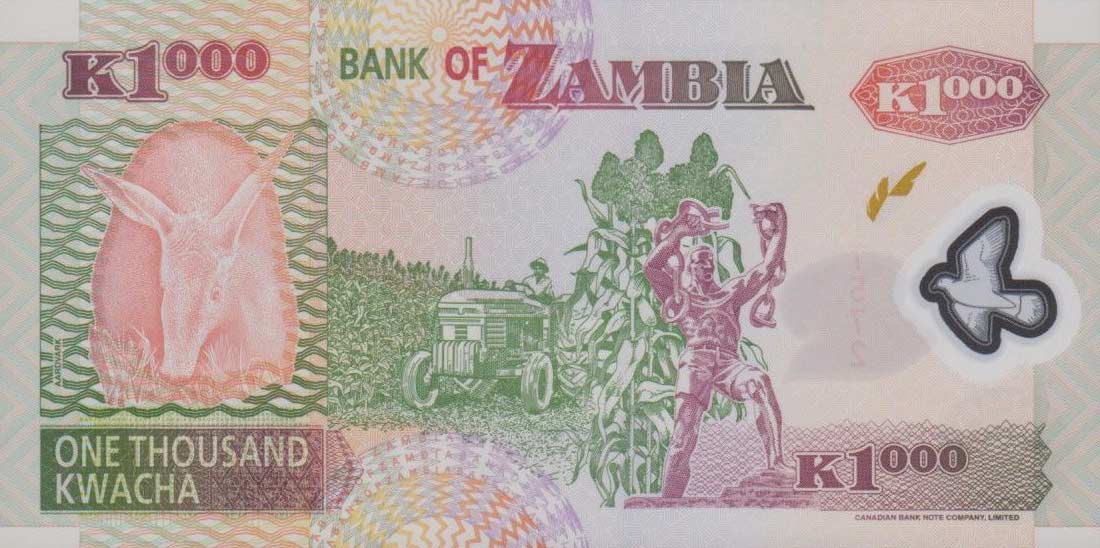 Back of Zambia p44e: 1000 Kwacha from 2006