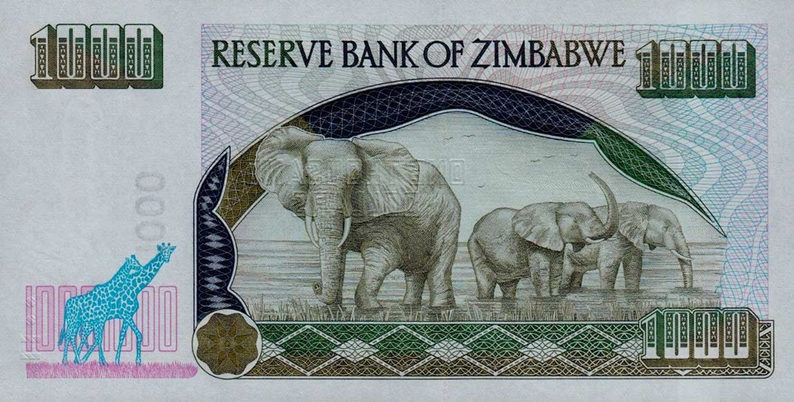 Back of Zimbabwe p12b: 1000 Dollars from 2003