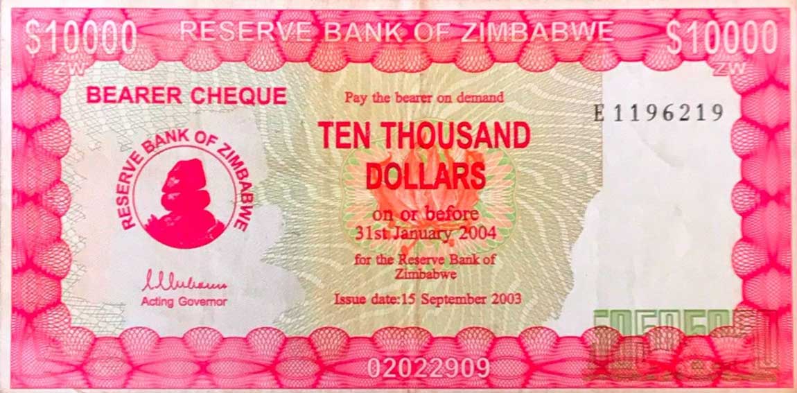 Front of Zimbabwe p22a: 10000 Dollars from 2004