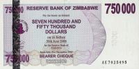 Gallery image for Zimbabwe p52: 750000 Dollars