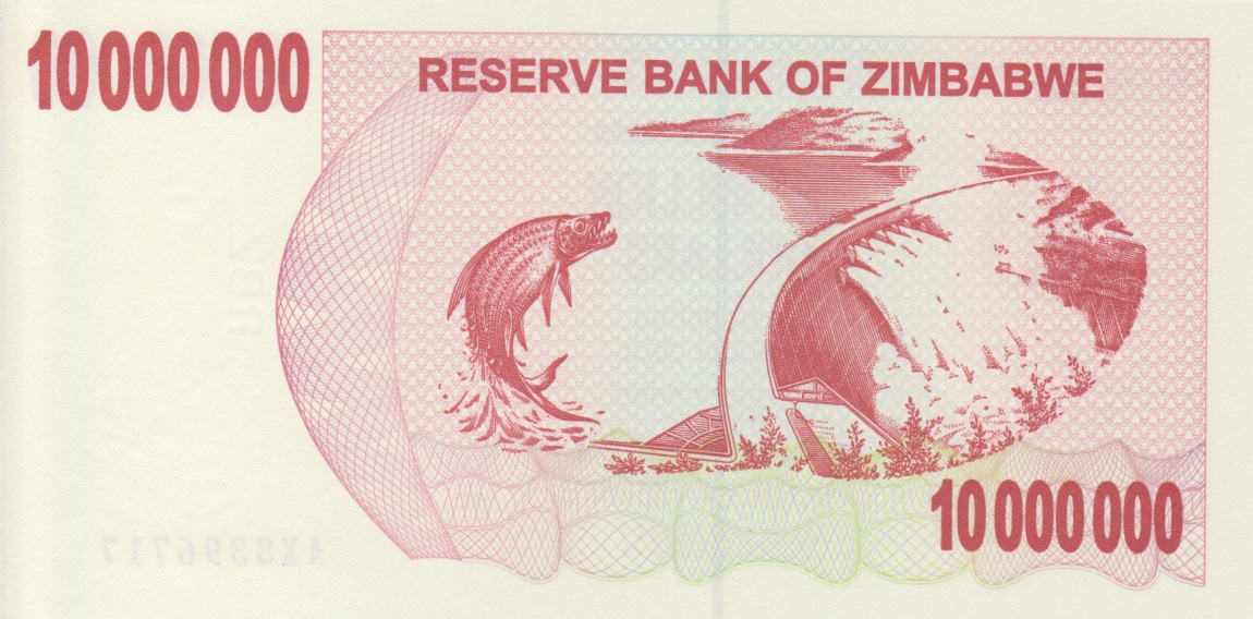Back of Zimbabwe p55a: 10000000 Dollars from 2008