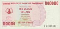 Gallery image for Zimbabwe p55b: 10000000 Dollars